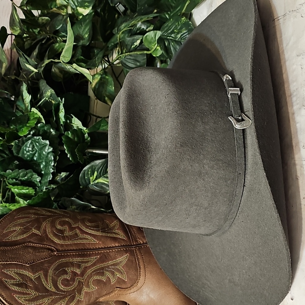 Resistol New Self Conforming 100% Wool Size 81/2 Gray Cowboy Hat - Picture 3 of 13